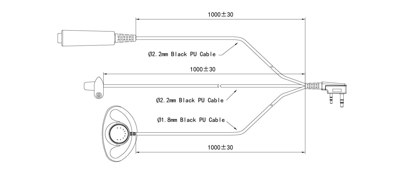 walkie talkie 3 wire earpiece