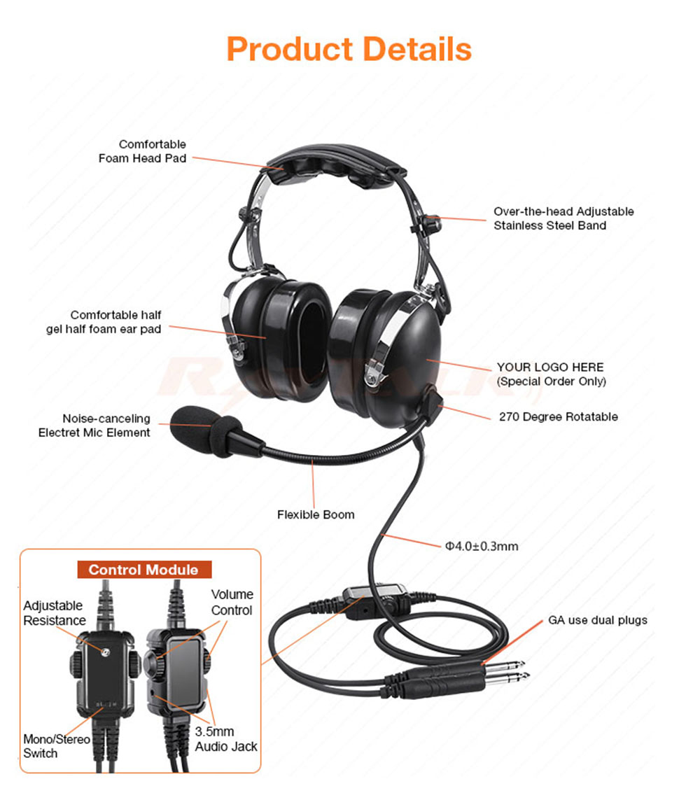 PH-100A PNR Aviation headset