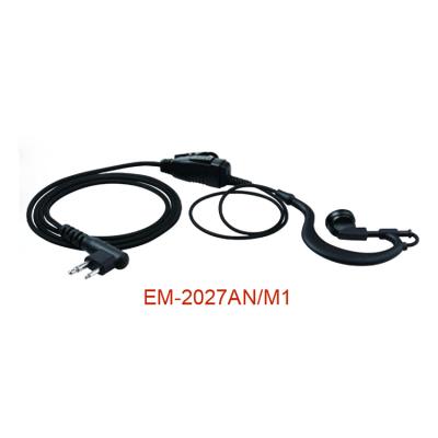 EM-2027AN 1 Wire Ear Hook earpiece w/ Braided Fiber Cloth inline PTT/Mic