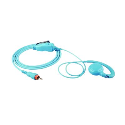 EM-3327N Braided Fiber Cloth 1 Wire Swivel earpiece with inline PTT/Mic for radio