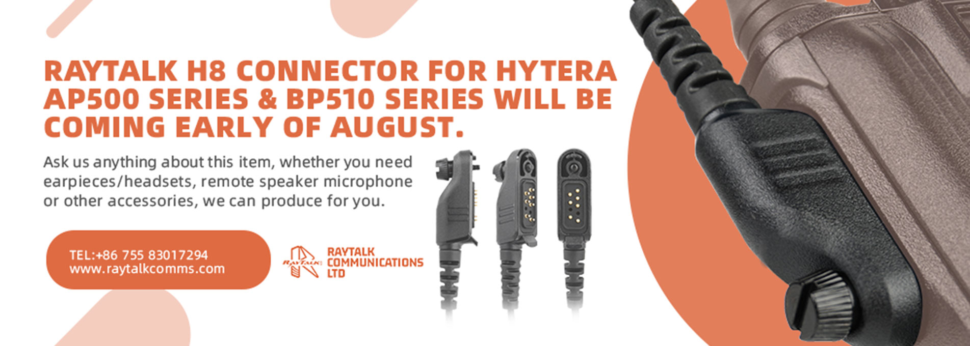 New connector to Walkieconnect's Hytera radios accessories--H8